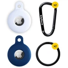Чохол брелок для Apple AirTag з карабіном Silicone White, Dark Blue Kayfovo WDB2 Комплект з 2 шт