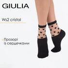 Женские хлопковые носки с сетчатой вставкой и узором "сердечка" Giulia WS2 CRISTAL 008 [WS2C/Mn-008] 39/40 Black-nero,летние носки с узором