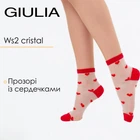 Шкарпетки жіночі прозорі з візерунком у вигляді сердець Giulia WS2 CRISTAL 074 39/40 Red-red, літні шкарпетки