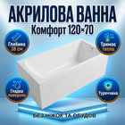 Ванна акрилова Insana Milas 120x70см глибина 38см пристінна без ніг та обудов компактна для ванної кімнати