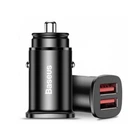 Авто адаптер - ЗУ Baseus Square metal A+A 30W Dual QC3.0 Car Charger+ SCP AFC Чорний