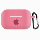 Чехол для AirPods Pro Logo Silicone case с карабином (06) Light Pink розовый