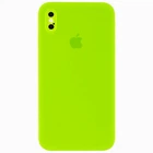 Чехол-накладка Silicone Full case camera SQUARE (квадратные) для IPhone Xs Max Party Green (43) ярко зеленый