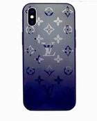 Чехол стеклянный Glass Case Louis Vuitton Луи Витон для iPhone X/Xs (06) Deep blue синий