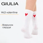 Женские хлопковые носки Giulia WS3 VALENTINE 2501 36/40 с узором "Сердце", комфортные, стильные, белые