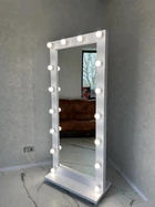 Профессиональное LED-зеркало MiroRika Premium-класса, на колесах с подиумом, белый, 187x80см