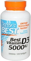 Вітамін D3 Doctor's Best Вітамін D3 5000 МО 720 желатинових капсул (753950003637)
