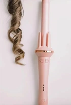Плойка для завивки волос 2 зажимы hair curler AND LY-884 с турмалиновым покрытием и вращающимся кабелем, розовая