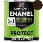 Эмаль антикоррозийная 3 в 1 Kompozit PROTECT коричневый 0,75 кг