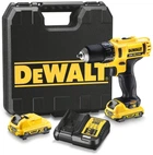 Акумуляторна дриль-шурупокрут DeWalt XR Li-Ion 12В, 2 батареї по 2А·год, 24Нм, 400-1500 об/хв, патрон 10мм, кейс, вага 1.1 кг. (632672)