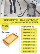 Плоский складчатый фильтр для пылесосов Karcher (артикул 6.904-367.0) NT360, NT361, NT561, NT25/1, NT 35/1, NT40, NT45, NT55.