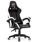 Игровое кресло Infini Five чёрно-белое ткань + металл, 126×67×44 см, 120 кг