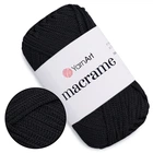 Пряжа YarnArt Macrame Чорний №148, поліестеровий шнур 2 мм, нитка для в'язання гачком і спицями, поліестер 100%