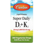 Вітамін D3+K2 у краплях 2000 МО та 45 мкг Super Daily D3+K2 Carlson 10.16 мл