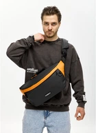 Чоловіча тканинна сумка бананка під ноутбук SAMBAG Чорно-помаранчевий (507404626)