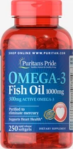 Комплекс незаменимых жирных кислот Puritan's Pride Omega 3 1000 мг 250 капсул