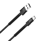 Кабель USB AM-Type-C, 1 м, чорний, ColorWay, 2.4A, Braided Nylon (CW-CBUC063-BK)