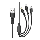 Кабель для зарядки и передачи данных USB XO NB230 Rock Series 3-in-1 USB-A to Type-C/Lightning/micro USB 12w 2.4a 1м передача данных на скорости до 480Mbps Black