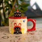 Чашка порцелянова з кришкою Kitten's Birthday 400 (мл) подарункова кружка прикольна чашка для дітей на подарунок Червоний FM-24D
