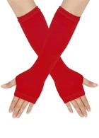 Митенки 35 см трикотажные отдельные рукава алые One Size