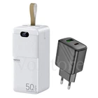 Комплект Павербанк Remax RPP-117 50000 mAh 22.5W 5A и Сетевой Адаптер Hoco CS23A Sunlight 30W Павербанк с быстрой зарядкой Remax RPP-117 Piloteer Портативный внешний аккумулятор 2USB/Type-C/MircoUSB Белый