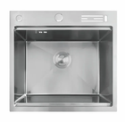 Кухонная мийка Mixxus NANO-SILVER 500×500 мм, товщина 3.0/0.8 мм, зі сходинкою для сушіння та підставкою під ножі, з нержавіючої сталі
