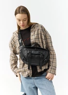 Большая женская поясная сумка бананка Sambag DynamicDart черная 38×21×7 см (80411101)