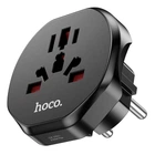 Універсальний мережевий перехідник Hoco AC6 для подорожей 10A 250V із вогнестійкого матеріалу білий