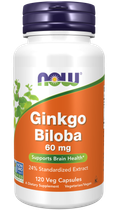 Натуральна добавка Now Foods Ginkgo Biloba 60 мг Веганські капсули