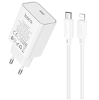 Сітчасте зарядне пристрій 1Type-C Hoco C143A Benefit PD20W White + Type-C to Lightning 74237