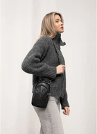 Женская сумка для телефона из экокожи SAMBAG Черный с принтом крокодила (5167011319)