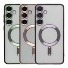 Противоударный Чехол TPU Metallic Full Camera with Magsafe для Samsung Galaxy S24 5G (S921) Red