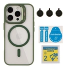 Чохол TPU+PC+Metal Stand Case with MagSafe and Camera Lenses для iPhone 16 Pro Max Green