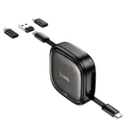 Кабель Hoco U140 Retractable 3 в 1 магнітний чорний 0.95 м