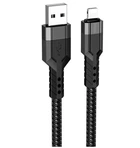 Кабель Hoco U110 Lightning текстильна обплетення 1.2 м для iPhone чорний