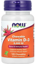 Вітамін Д-3 Now Foods Vitamin D-3 5000 120 жувальних таблеток м'ята (ARE-576248)