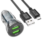 Авто Зарядное Устройство Hoco Z47 Transparent QC3.0 18W Micro Прозрачный черный