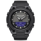 Мужские Спортивные Часы North Edge Черные Кварцевые Водонепроницаемые (381834)