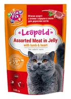 Влажный корм для кошек Леопольд Мясной корм Ассорти с ягненком и сердцем в желе 100 г