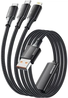 Кабель ESSAGER Simple 3-in-1 USB to Micro-USB + USB-C + Lightning 100W 1.2m Black (EXCMTL-JJ01-P)