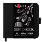 Скетчбук SANTI 743245 з чорним папером 13x13см, 56арк, PU тв.обкл, 145г/м (для графіки) /743245/