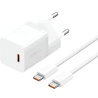 Сетевое зарядное устройство Baseus GaN5 Mini 30W Type-C быстрая зарядка QC3.0/PD3.0 + кабель Type-C to Type-C 1m (P10110902213-00) White