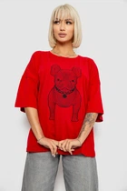 Футболка женская с принтом, цвет красный, XXL, 244R3008