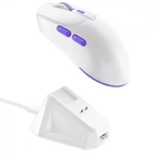 Бездротова ігрова миша Proove Gaming Rate Pro White-purple з зарядною станцією, PAW3395, 26000DPI, 500mAh, 2.4GHz/Bluetooth/USB