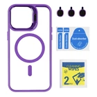 Чехол TPU+PC+Metal Stand Case with MagSafe and Camera Lenses для iPhone 14 Pro Max Plum