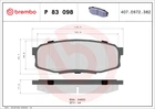 Тормозные колодки дисковые задние Brembo (P83098)