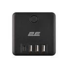 Сітковий адаптер 2E AD431 3xТипF, 16A, 2xUSB-A, 1x USB-C Чорний (2E-AD431BK)