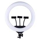 Кольцевая LED лампа RGB MJ45 Ring 45cm комплектация адаптер со встроенным кабелем, держатели для телефона, пульт, батарейки Black