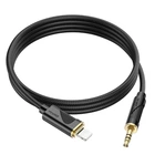 Аудиокабель AUX Hoco UPA30 Lightning на mini-Jack 3.5 мм нейлоновая оплетка 1 м Черный
