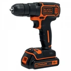Дриль-шурупокрут акумуляторна BLACK + DECKER, 18В, 0-650 об/хв, 30 Нм, один акумулятор 1.5Ач, зарядний пристрій 0,4 А, реверс,